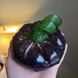 Purple Hand Blown Glass Pumpkin
